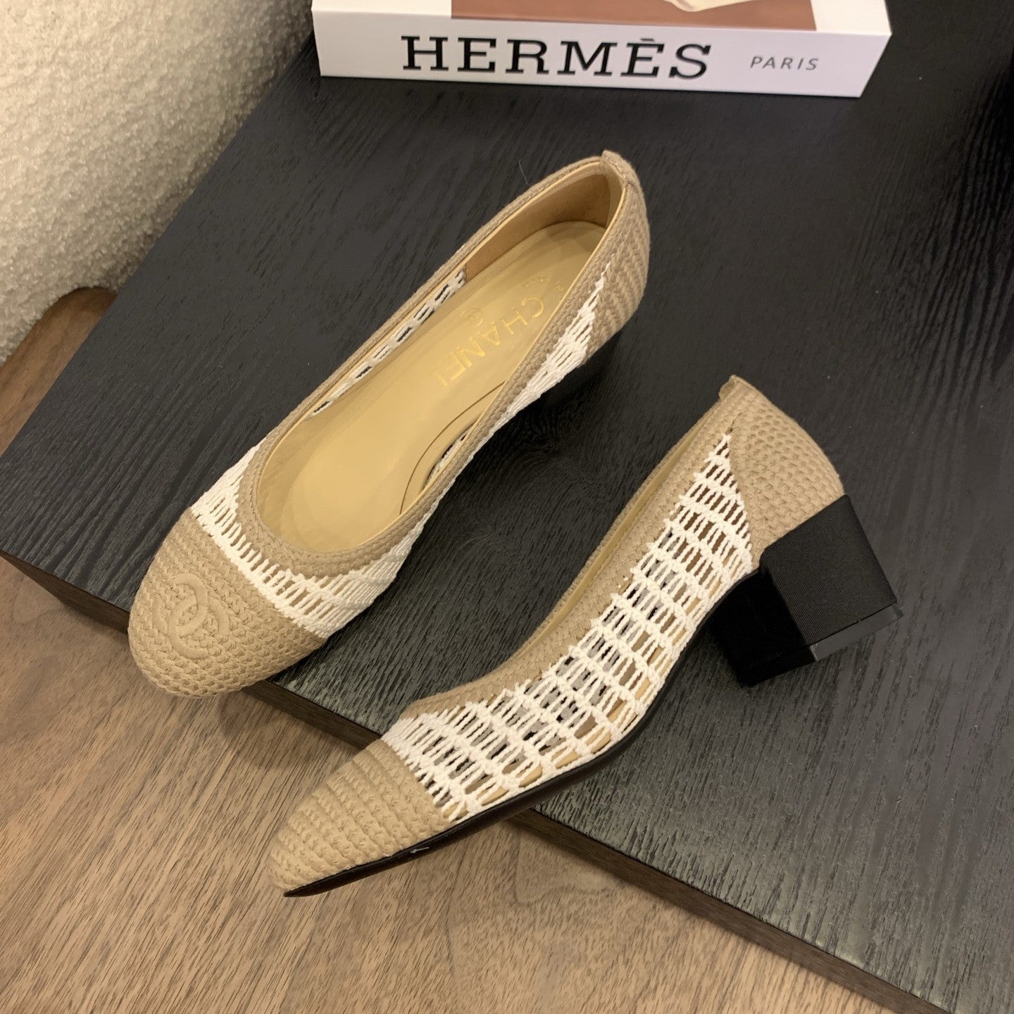 zCHANE.L 25 Ballet Flat 50Mm Beige White Raffia 288816