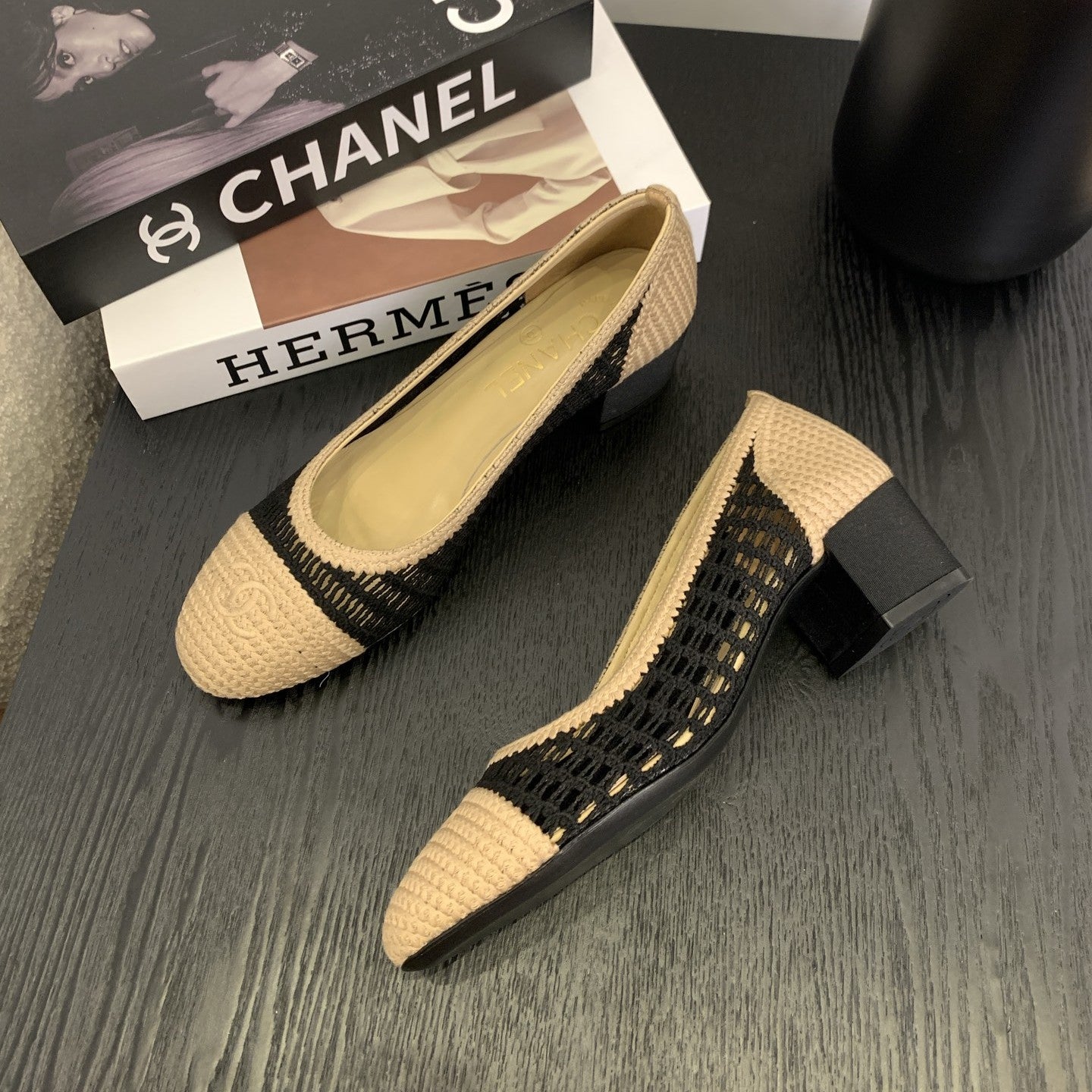 zCHANE.L 25 Ballet Flat 50Mm Beige Black Raffia 288817