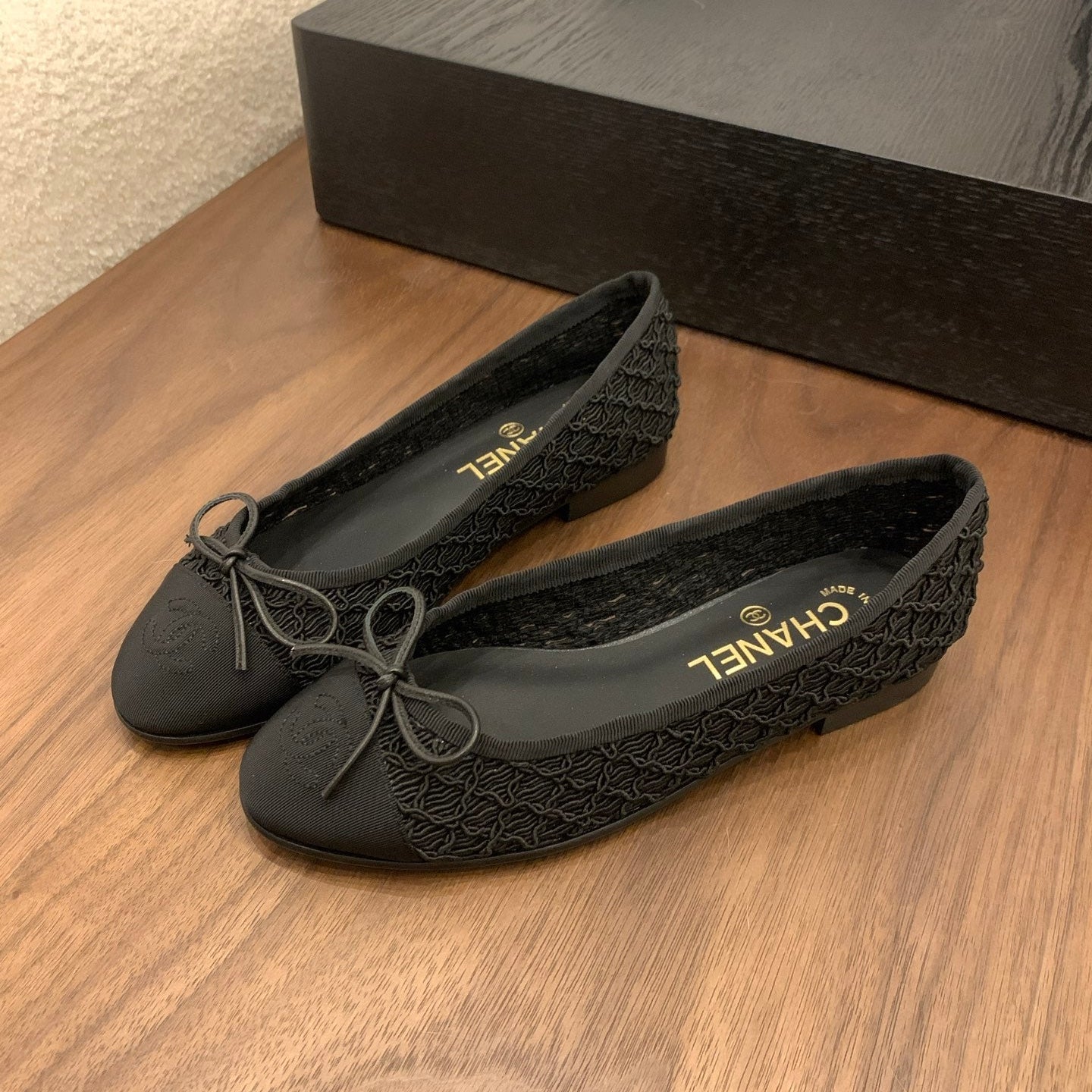 zCHANE.L 25 Ballet Flat Black Fabric Grosgrain