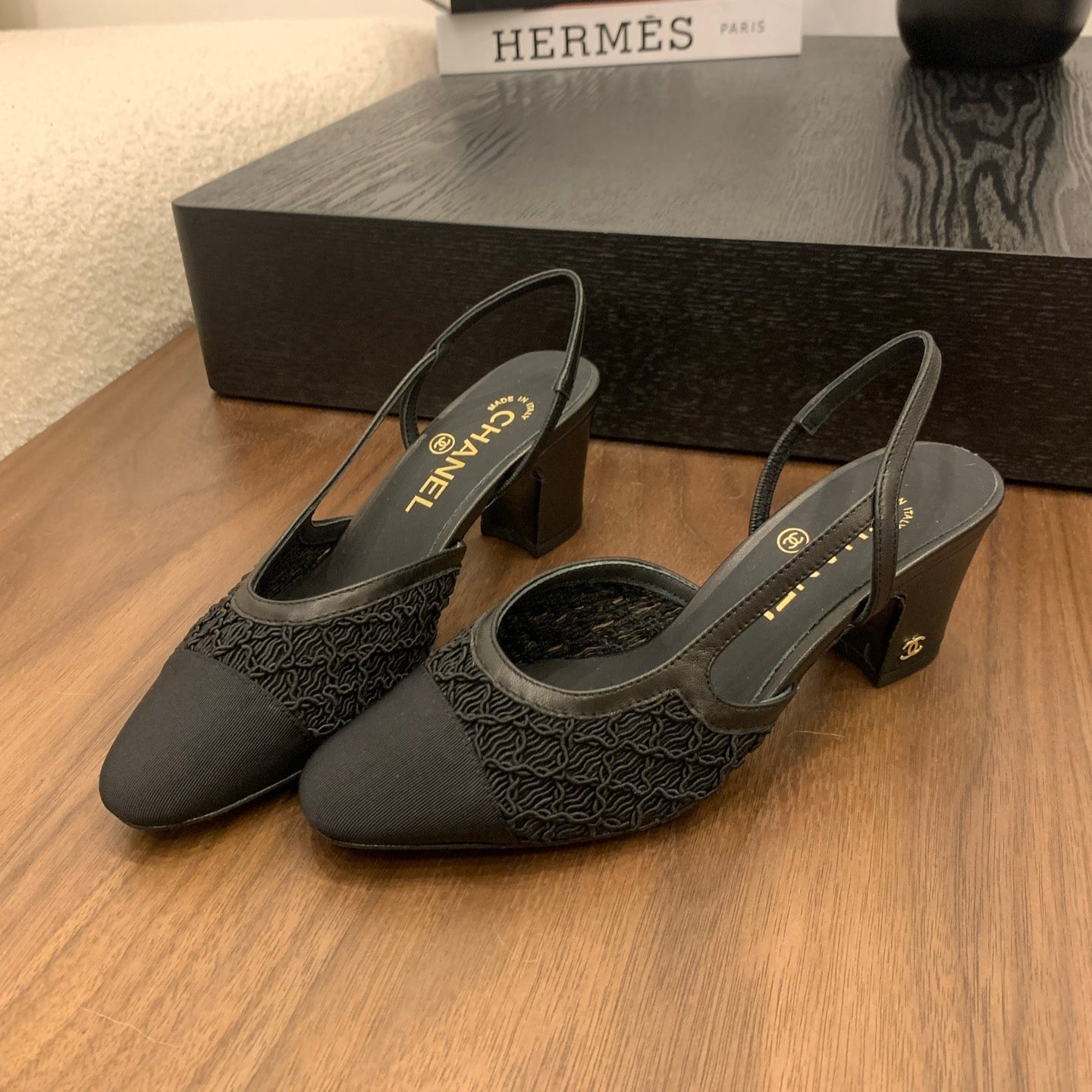 zCHANE.L Cc 25 Slingback 50Mm Black Fabric Grosgrain