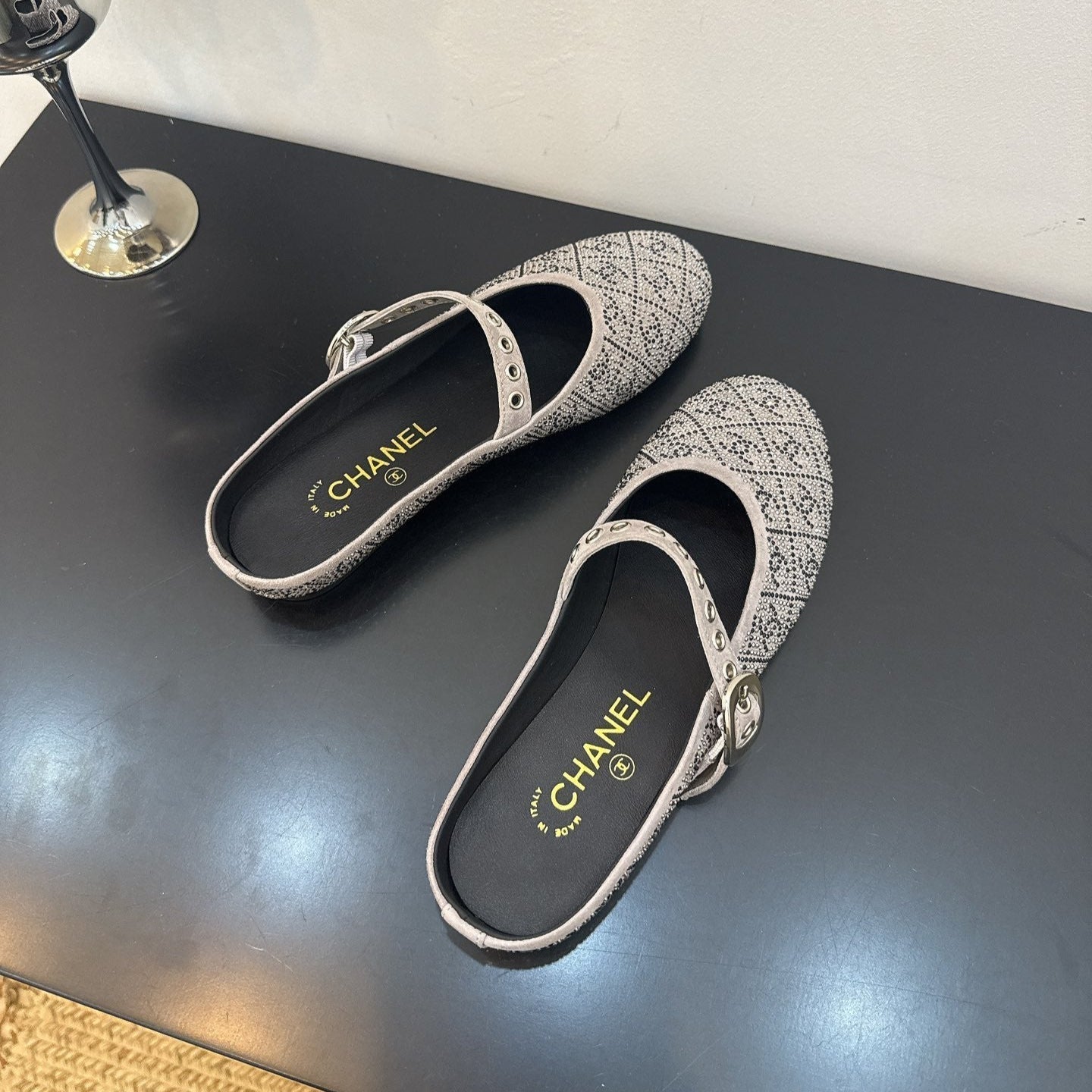 zCHANE.L 25 Ballet Flats Mules Grey Calfskin 331657