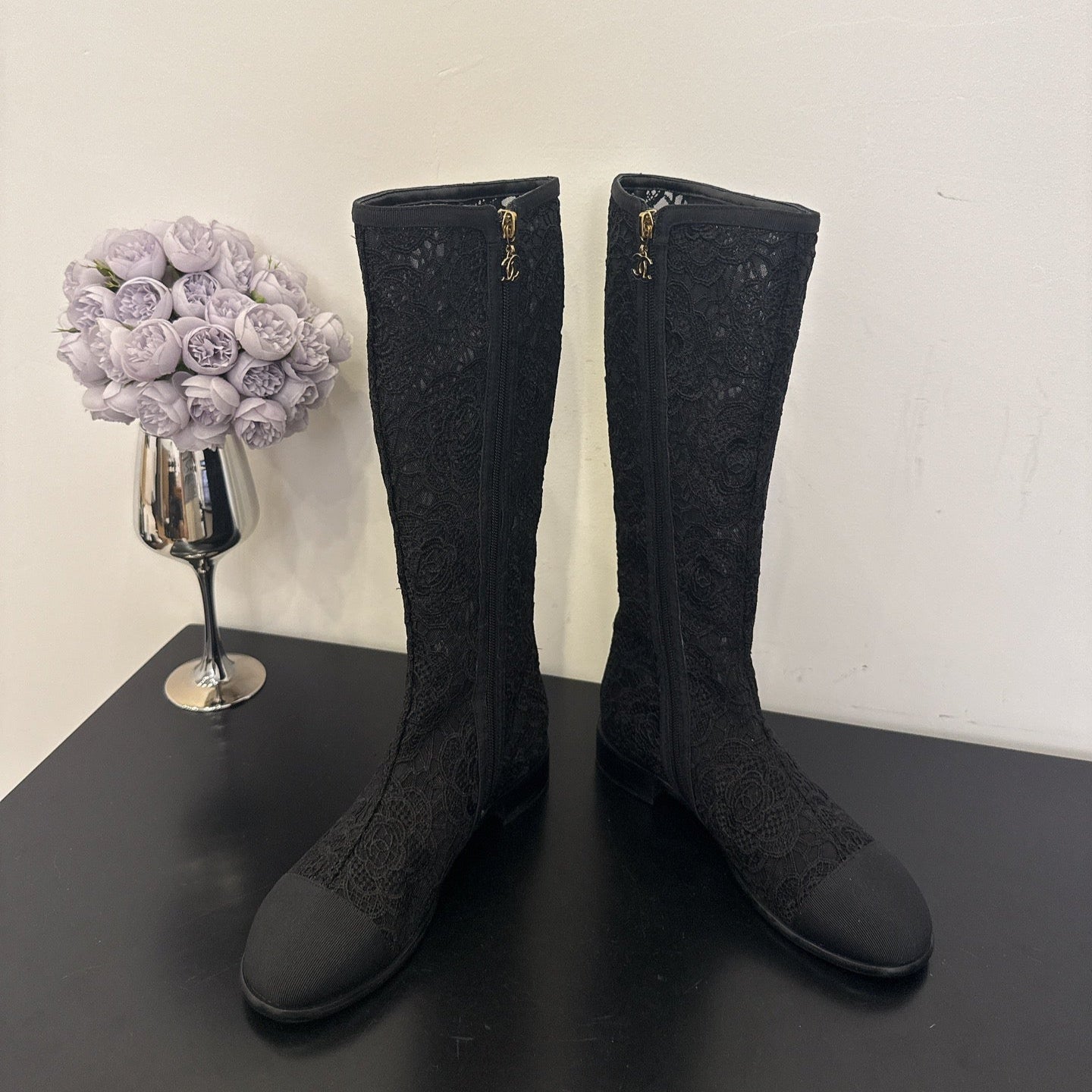 zCHANE.L Cc 25 Long Boot Black Mesh 354927