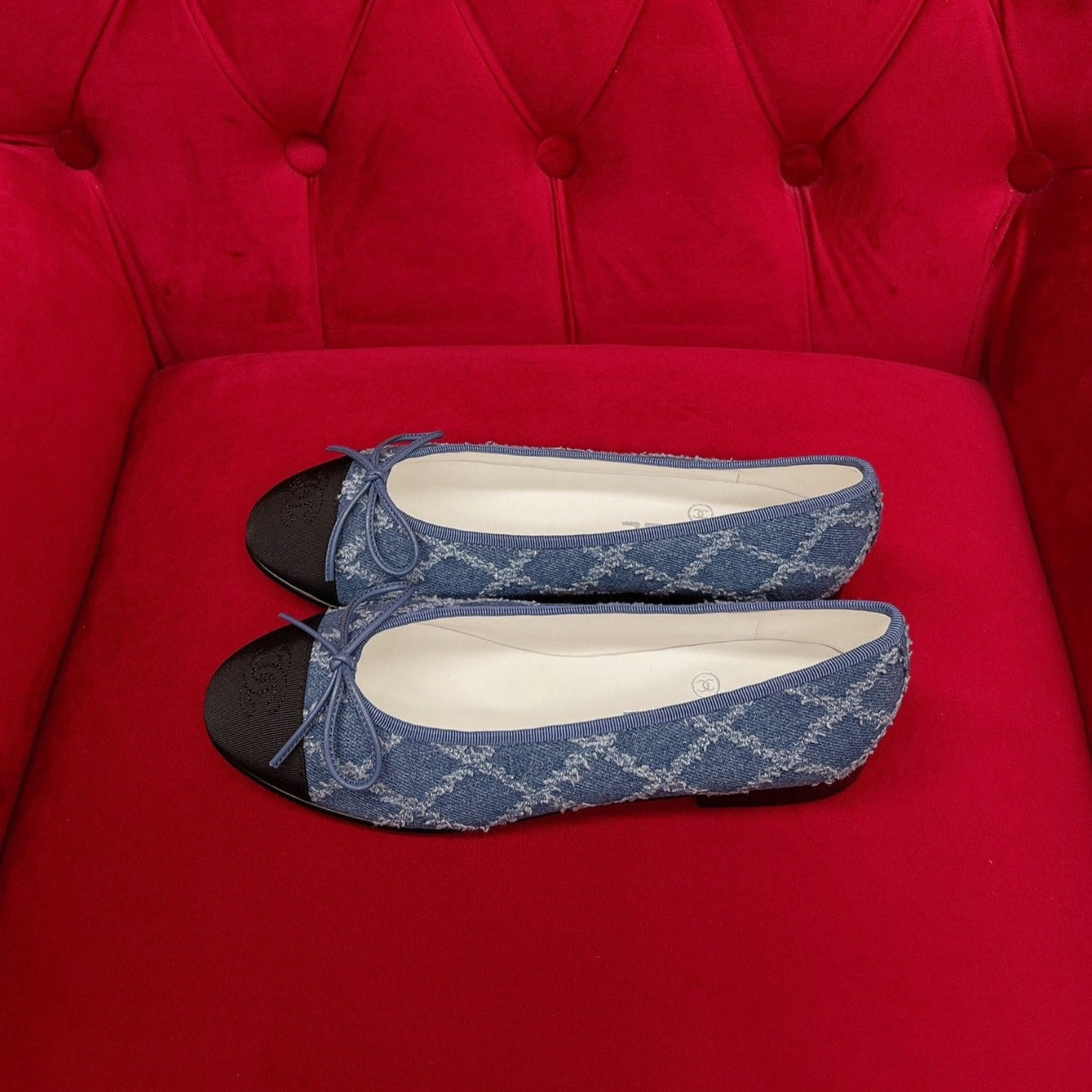 zCHANE.L Ballet Flat Blue Black Denim Grosgrain
