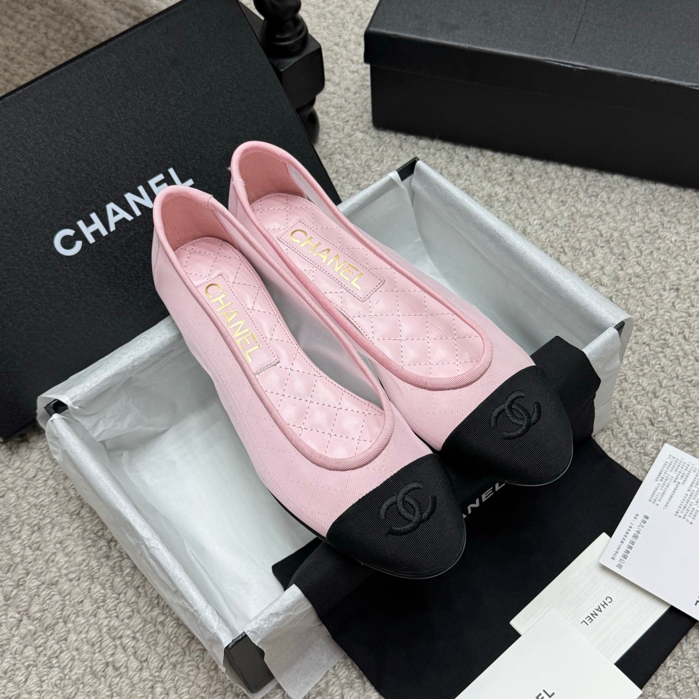 zCHANE.L 25P Ballet Flat Pink Mesh Fabric Grosgrain