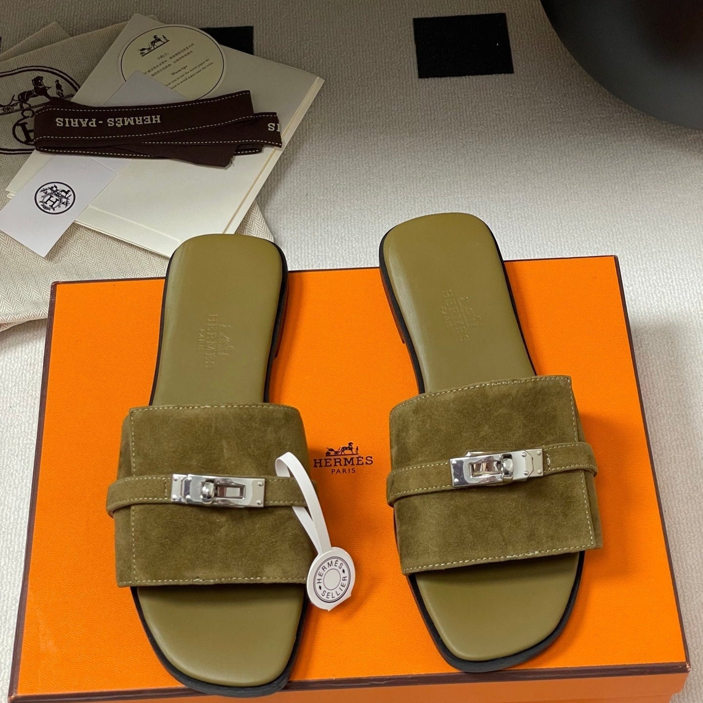 zHERME.S Giulia Sandals Moss Brown Calfskin 314024