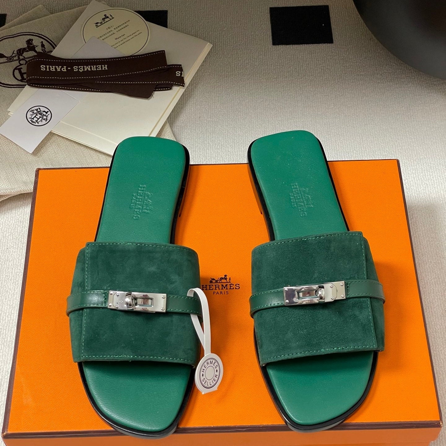 zHERME.S Giulia Sandals Teal Calfskin 314025