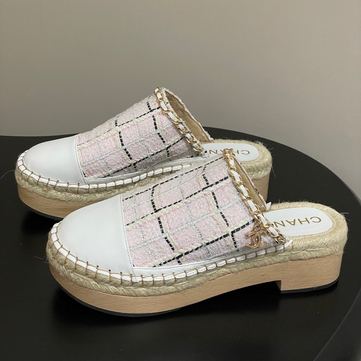 zCHANE.L 25 Mules Tweed Pink Sheepskin 356397