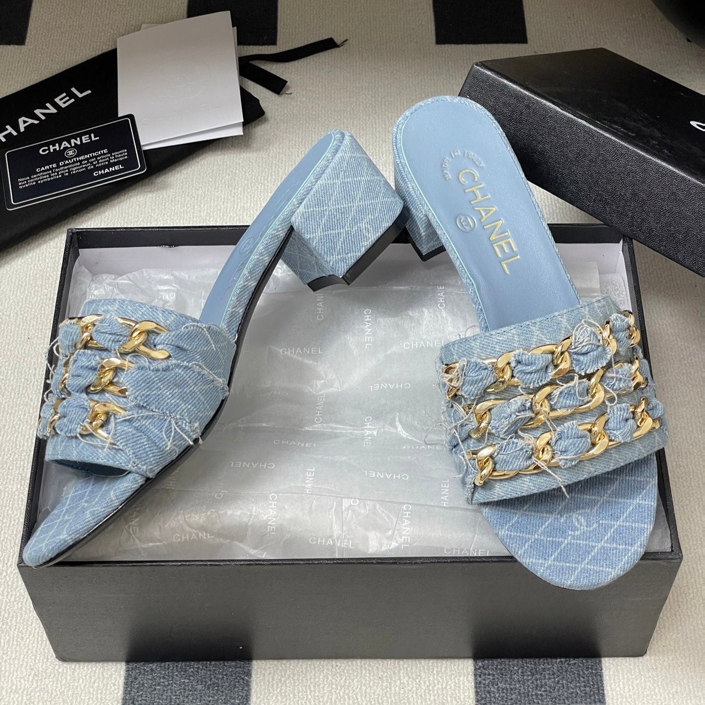 zCHANE.L 25 Denim Mule Blue Sheepskin 364717