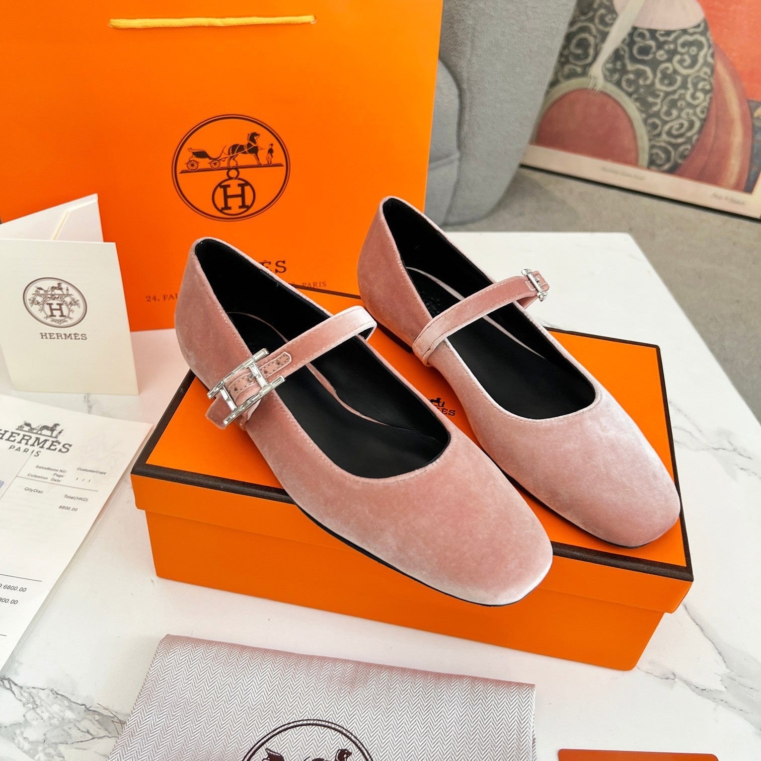zHERME.S Jane Ballet Flat Pink Suede 214065