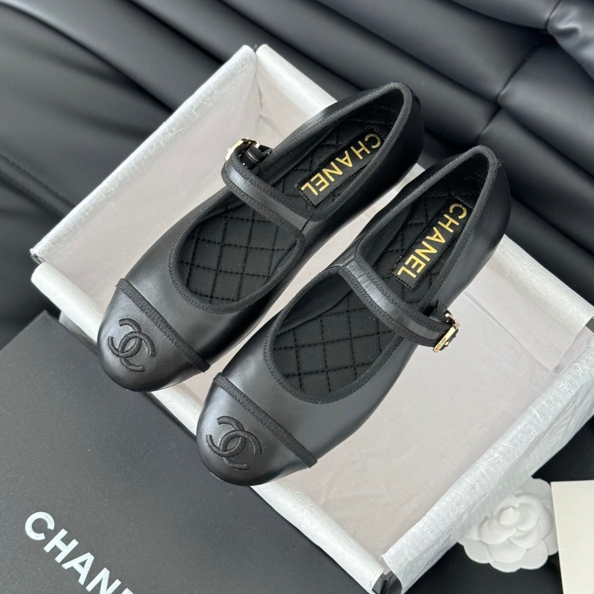 zCHANE.L Cc Mary Jane Black Quilted Calfskin