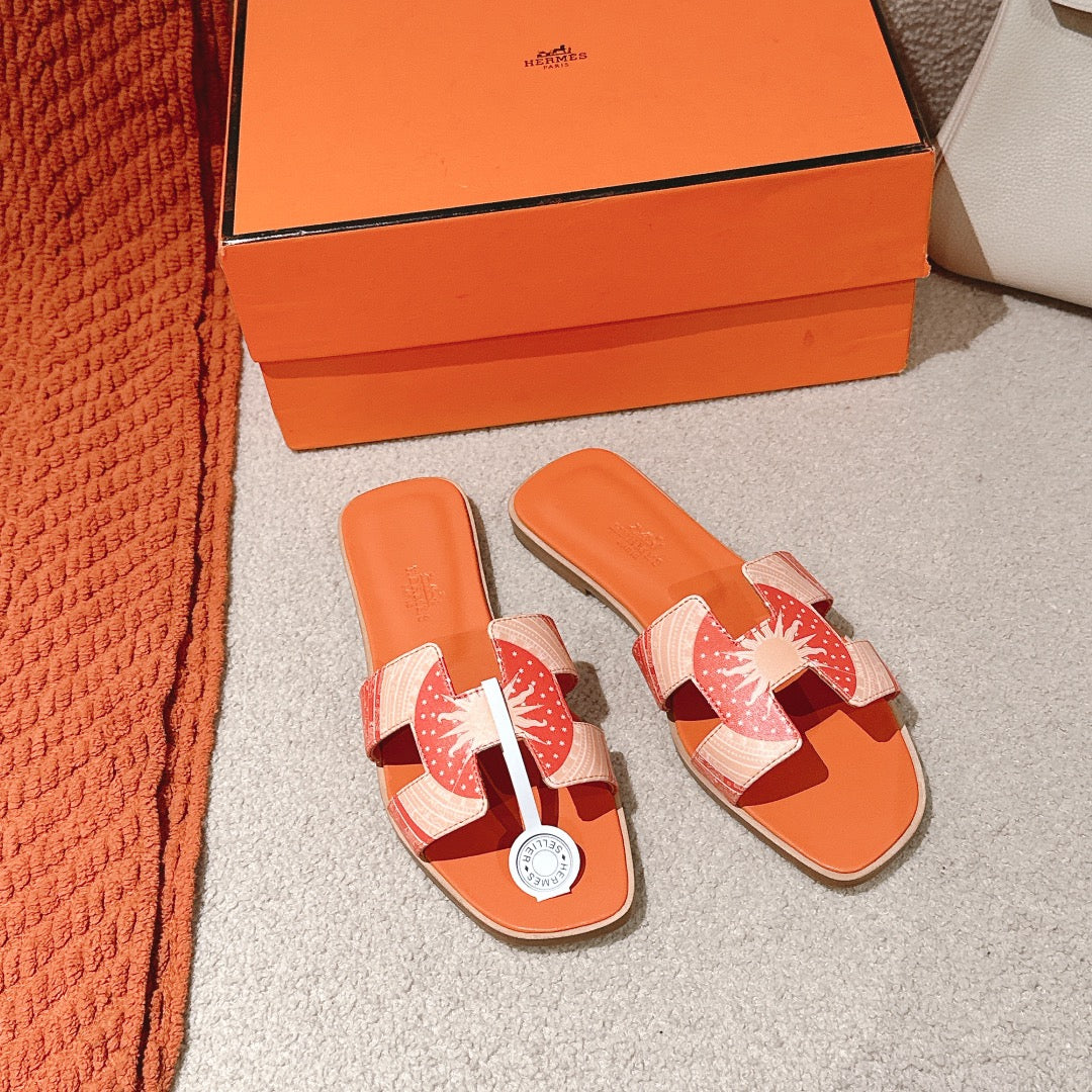 zHERME.S 3D Oran Sandals Orange Calfskin 243962