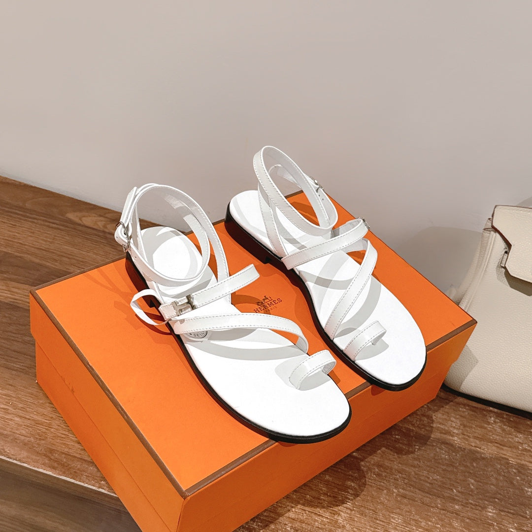 zHERME.S Harmonie Sandal White Swift Calfskin 256885