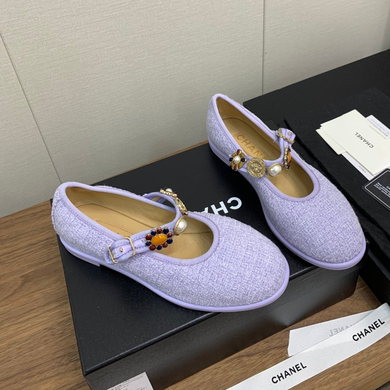 zCHANE.L Cc Mary Janes Violet Wool Tweed And Fabric