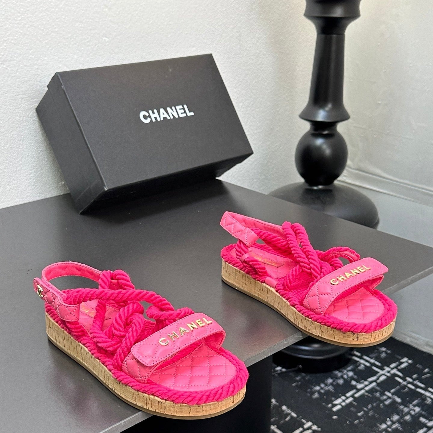 zCHANE.L Sandals Pink Rope Lambskin 331278