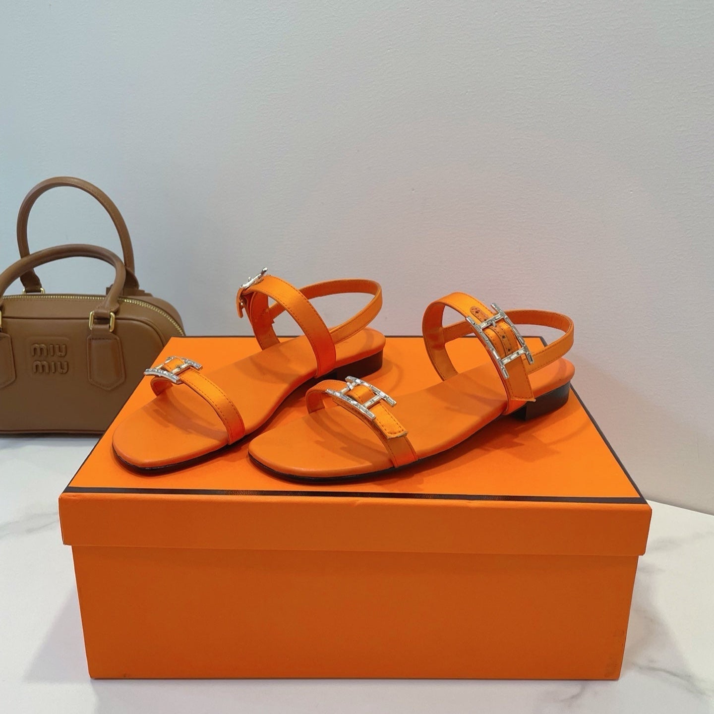 zHERME.S Paris Sandals Orange Lamskin 374208