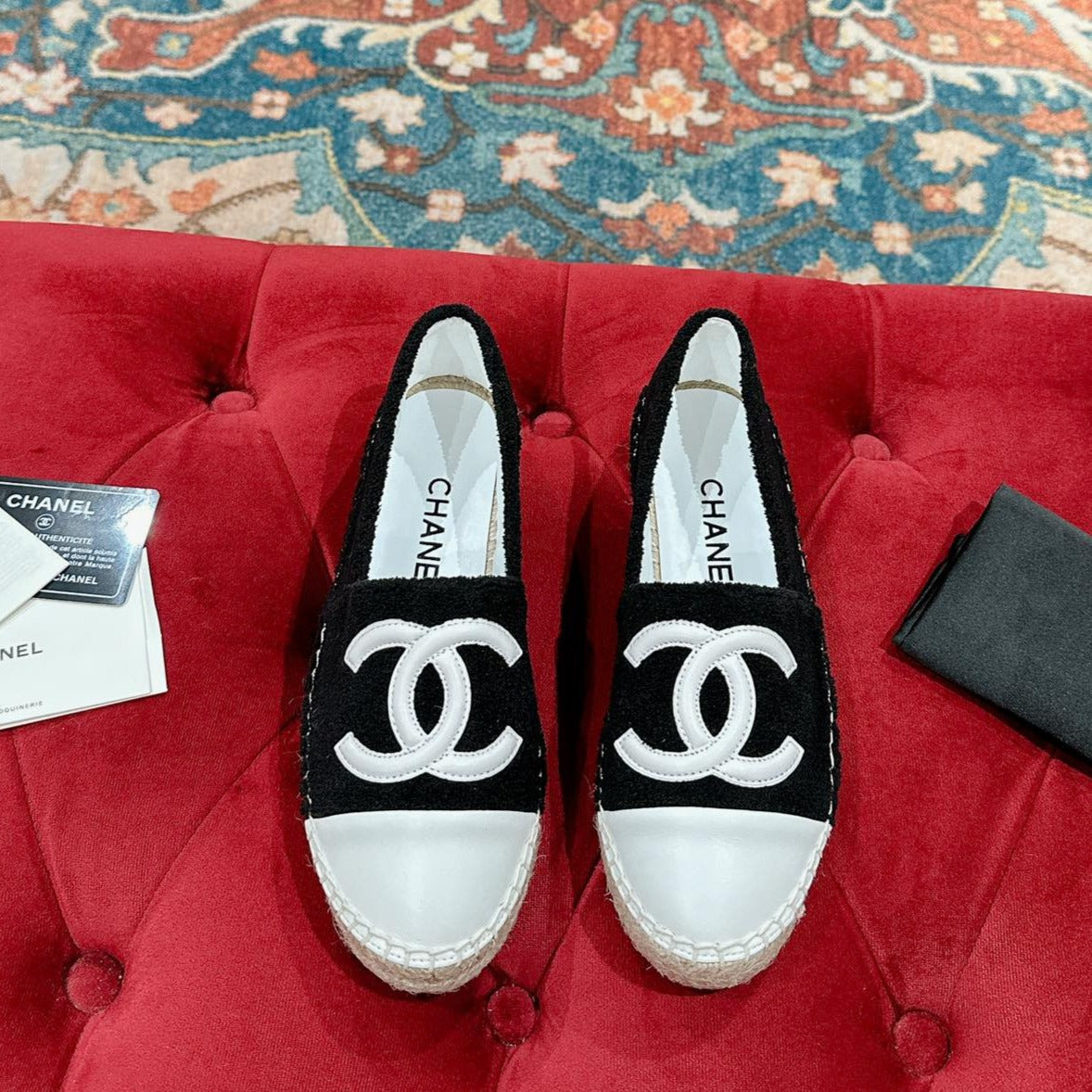 zCHANE.L Espadrilles Black Fleece Fabric White Calfskin