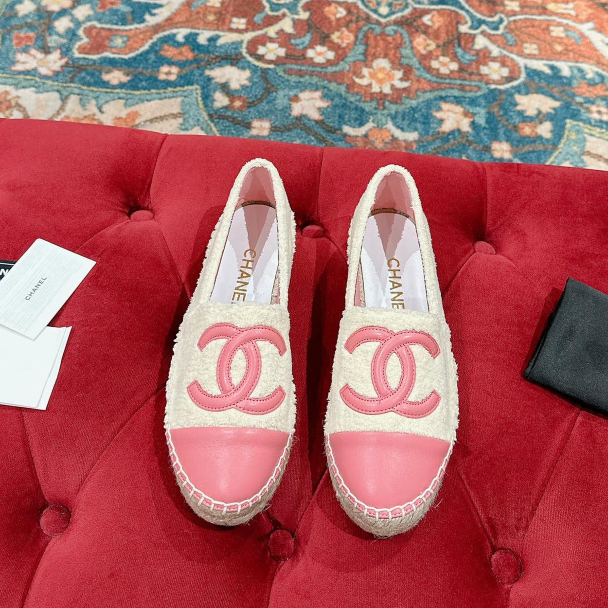 zCHANE.L Espadrilles Beige Fleece Fabric Pink Calfskin