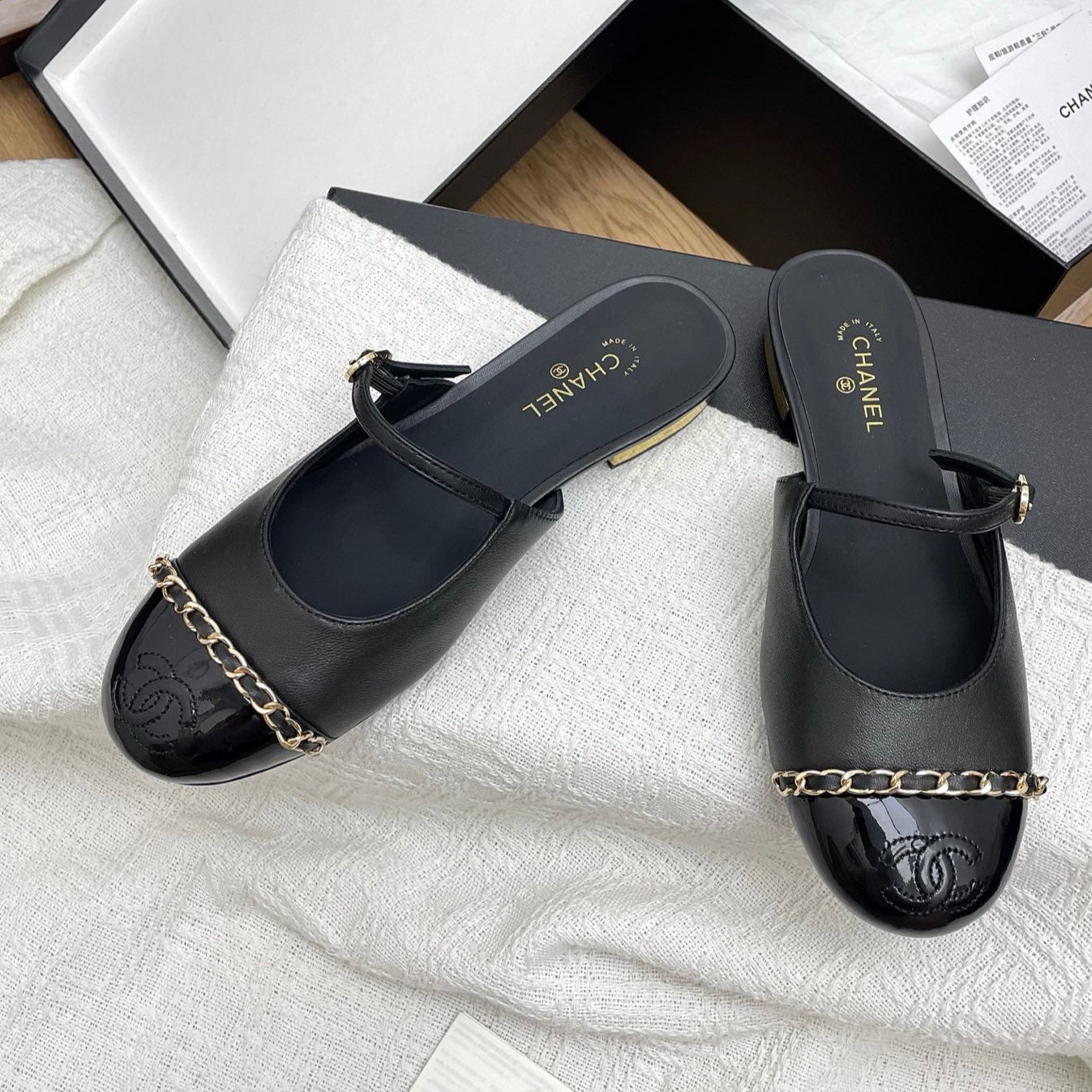 zCHANE.L 25 Mules Flats Black Sheepskin 311498