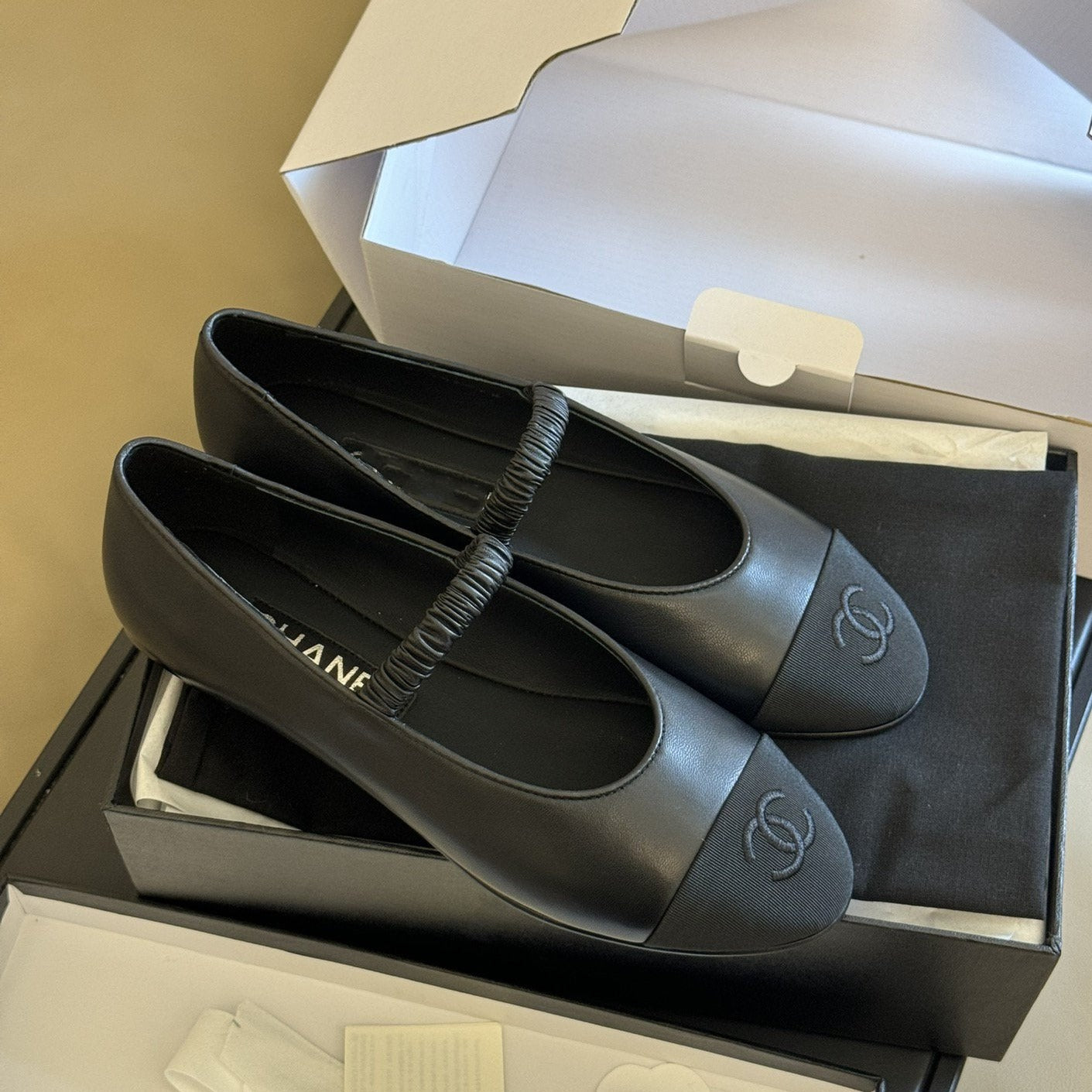 zCHANE.L Mary Janes Black Lambskin Grosgrain Cc Logo