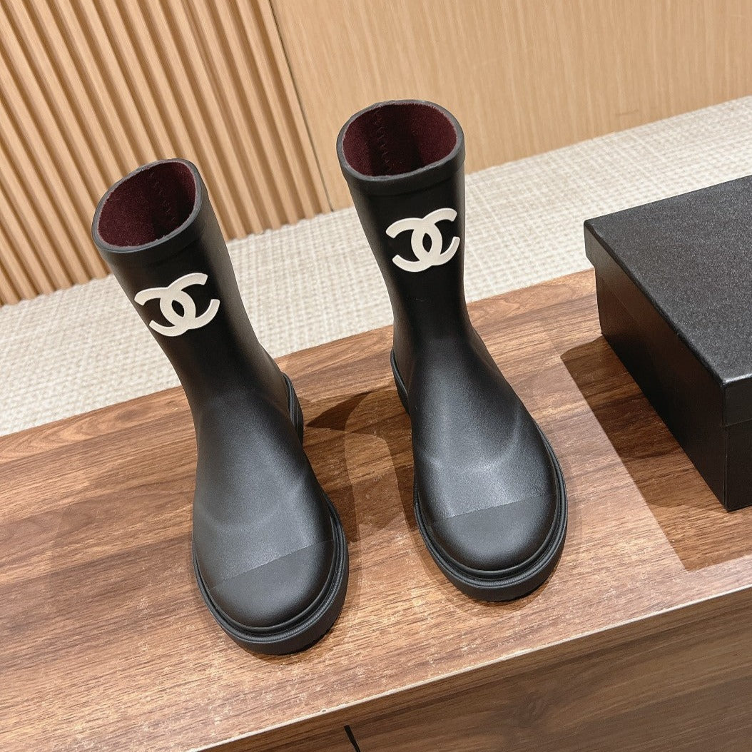 zCHANE.L Cc Rain Boots Black Tpu With White Logo
