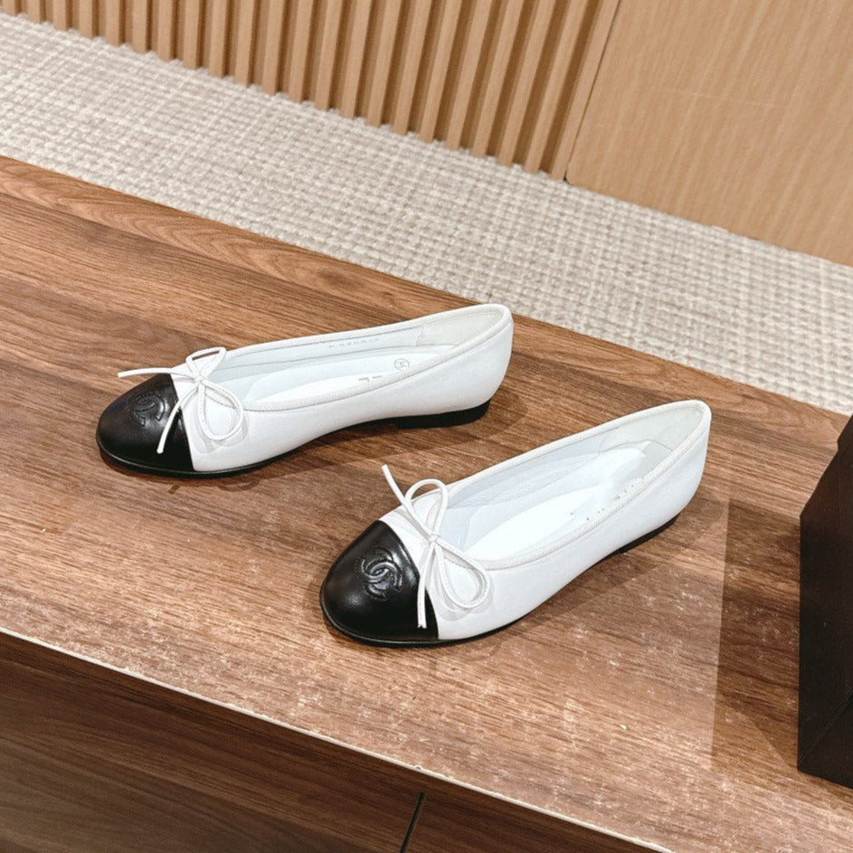 zCHANE.L Ballet Flat White Back Lambskin