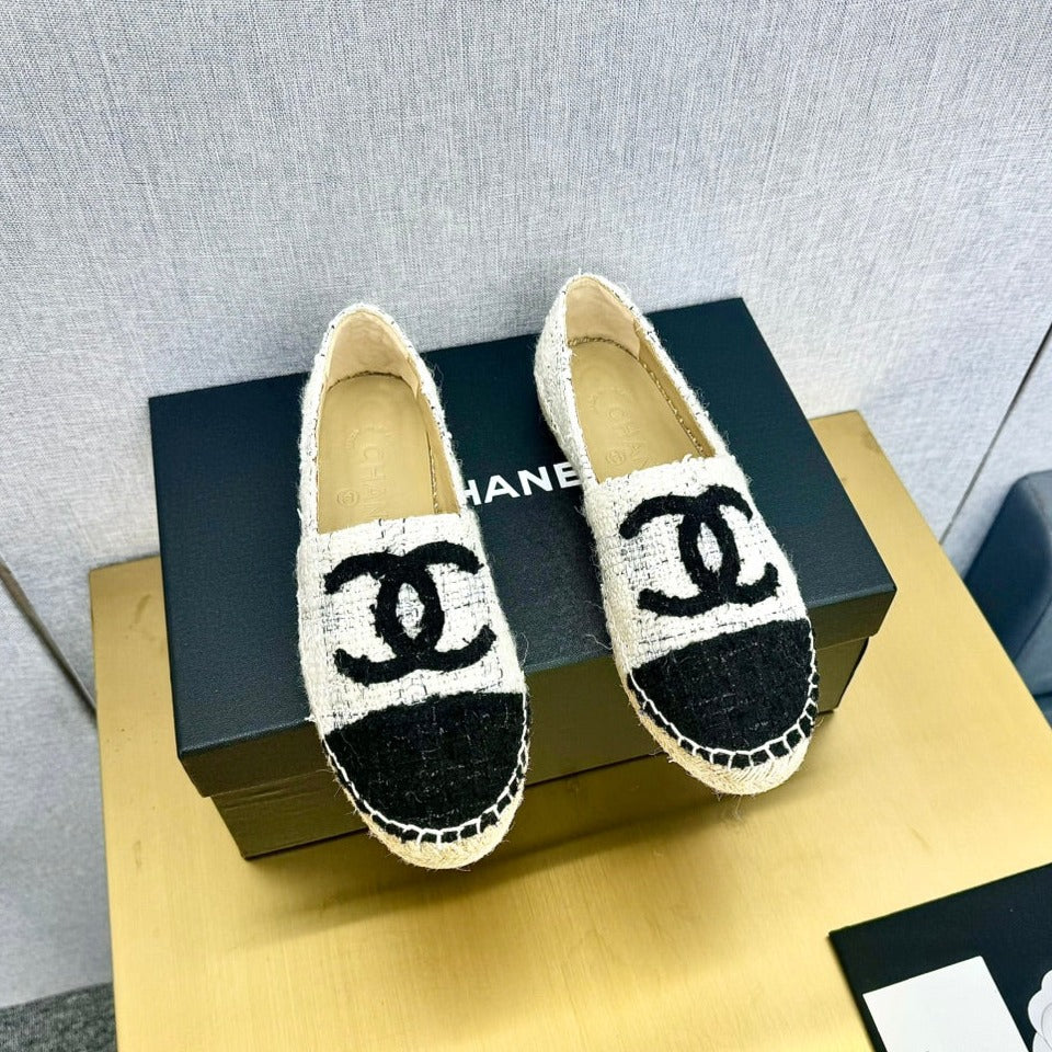 zCHANE.L Espadrilles White Black Tweed