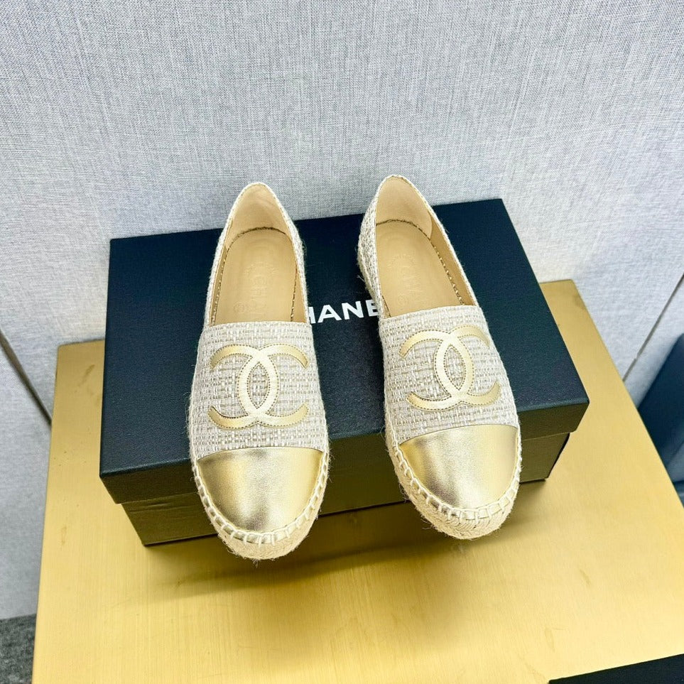 zCHANE.L Espadrilles Raffia Gold Metalic Calfskin