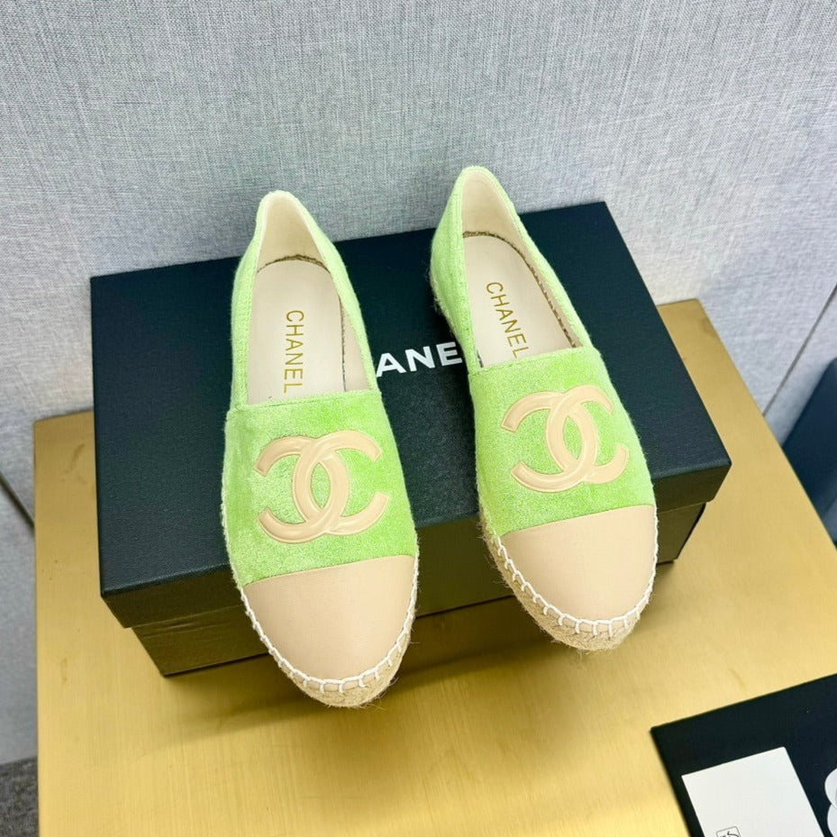 zCHANE.L Espadrilles Green Fabric Beige Calfskin