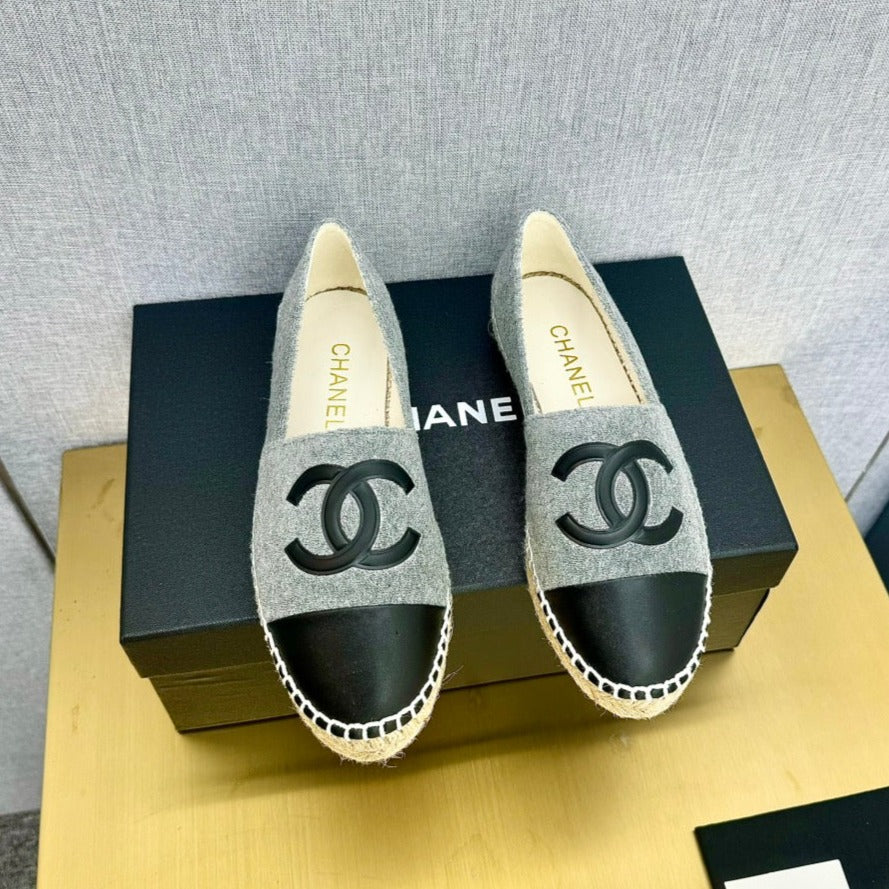 zCHANE.L Espadrilles Dark Grey Fabric Black Calfskin
