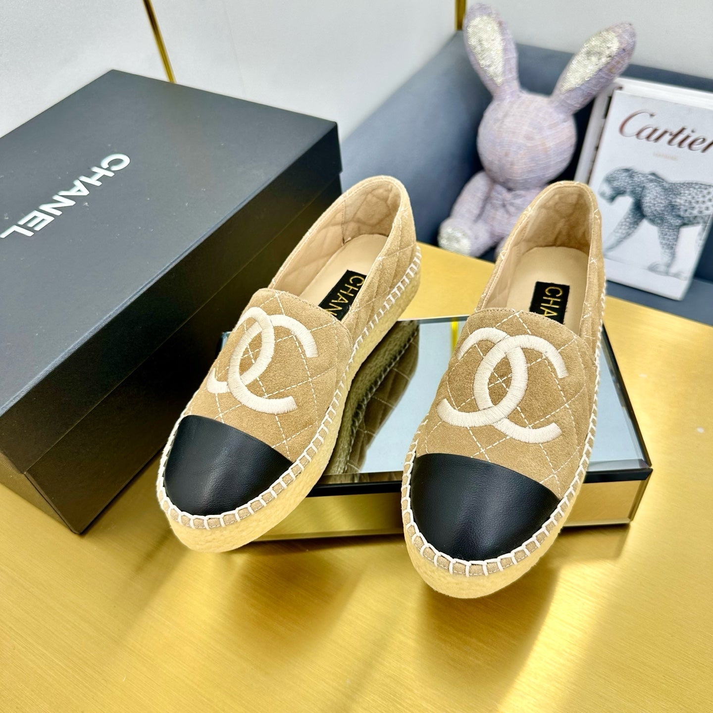 zCHANE.L 25S Slip–On Espadrilles Light Brown Velvet 297829