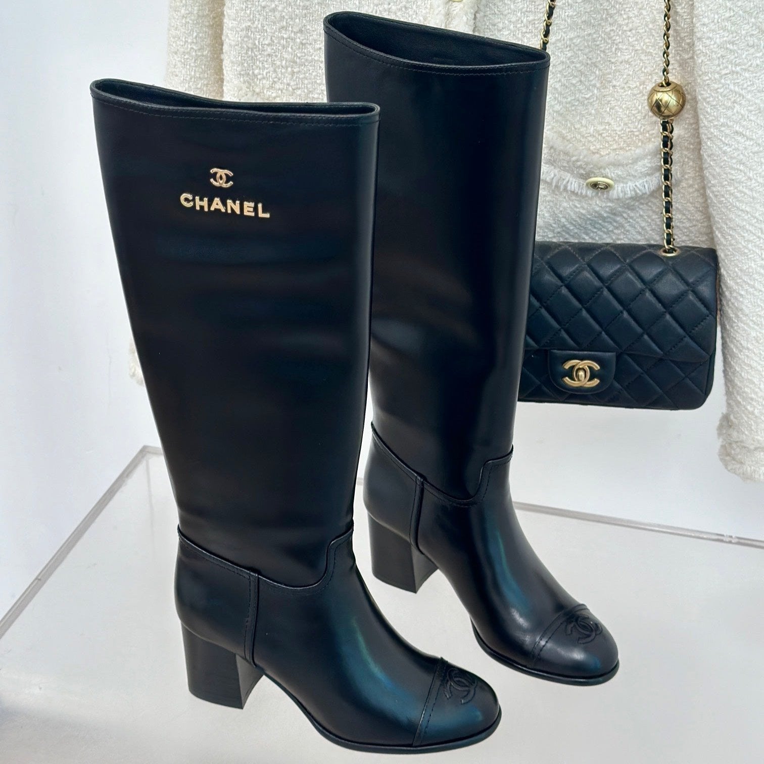 zCHANE.L Cc High Boots 70Mm Black Print Lambskin