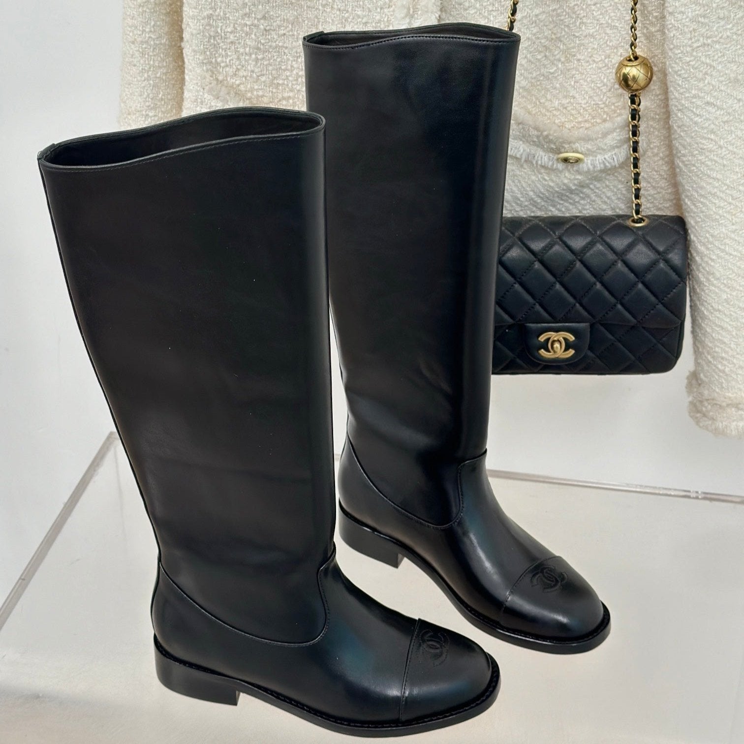 zCHANE.L Cc High Boots 30Mm Black Calfskin