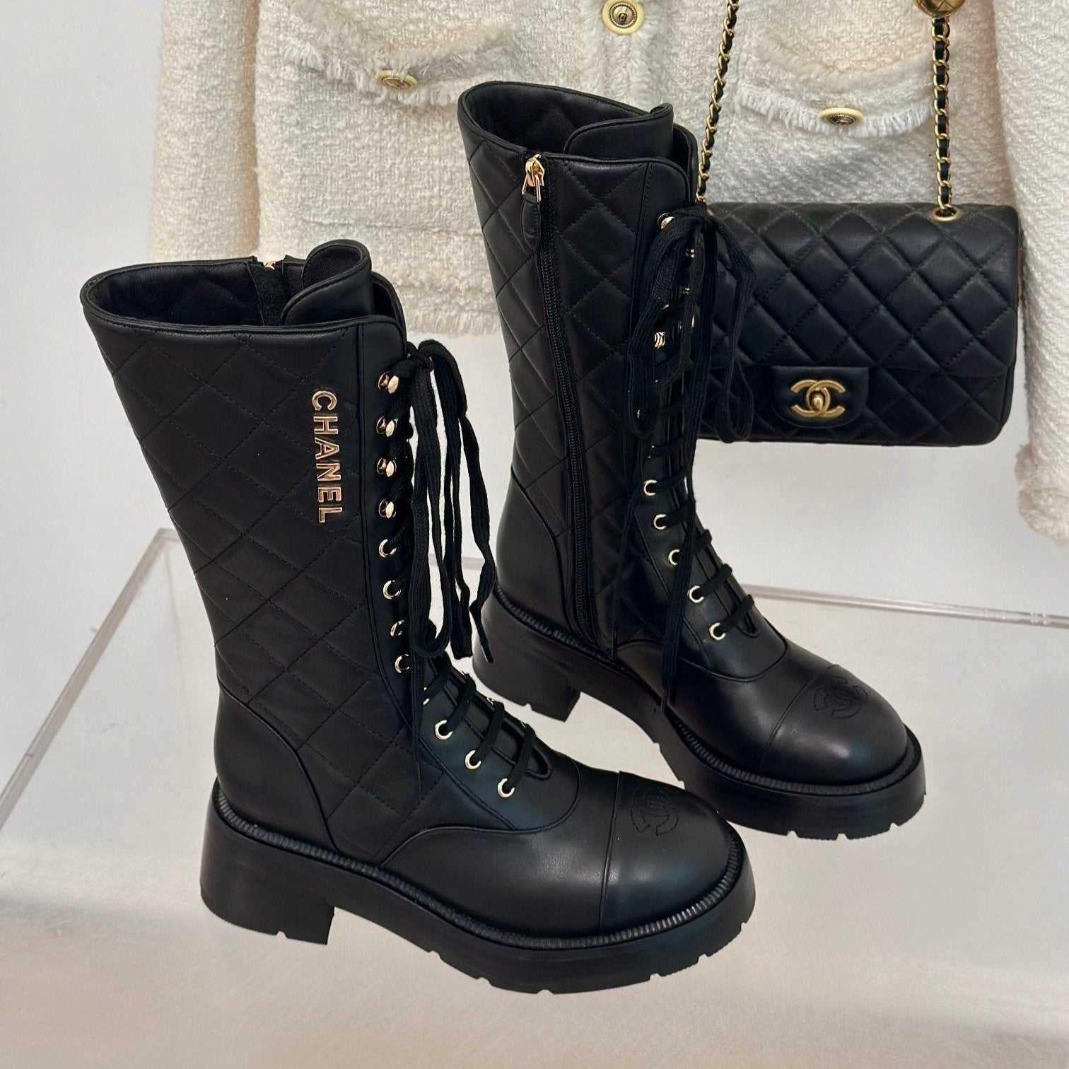 zCHANE.L Cc High Boots 50Mm Black Quilted Calfskin