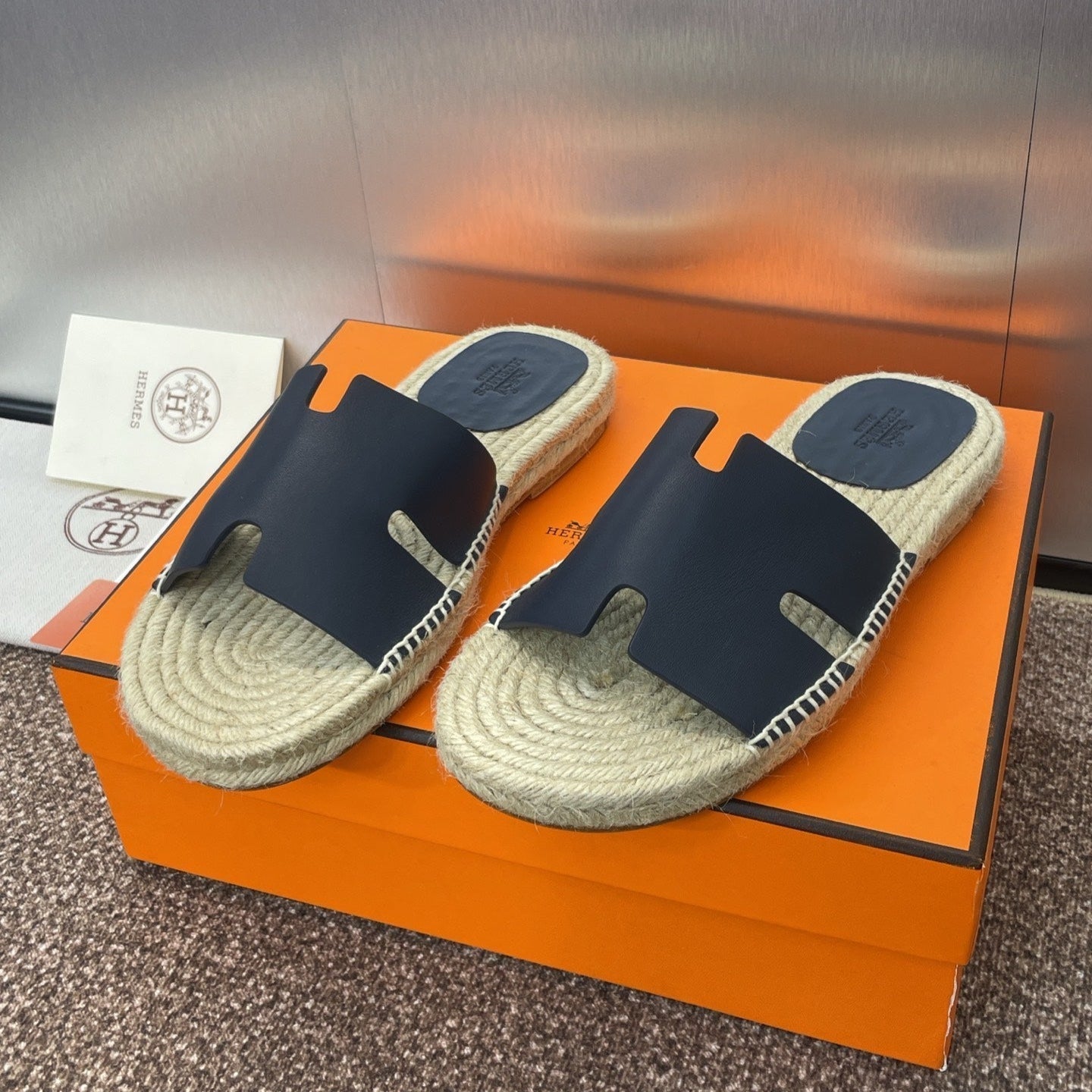 zHERME.S 25 Antigua Espadrilles Dark Blue Calfskin