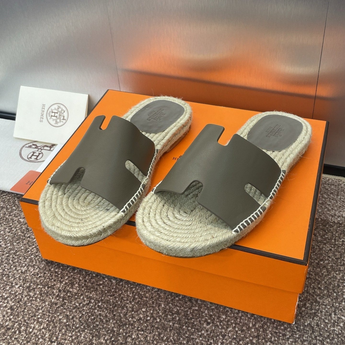 zHERME.S 25 Antigua Espadrilles Etoupe Calfskin