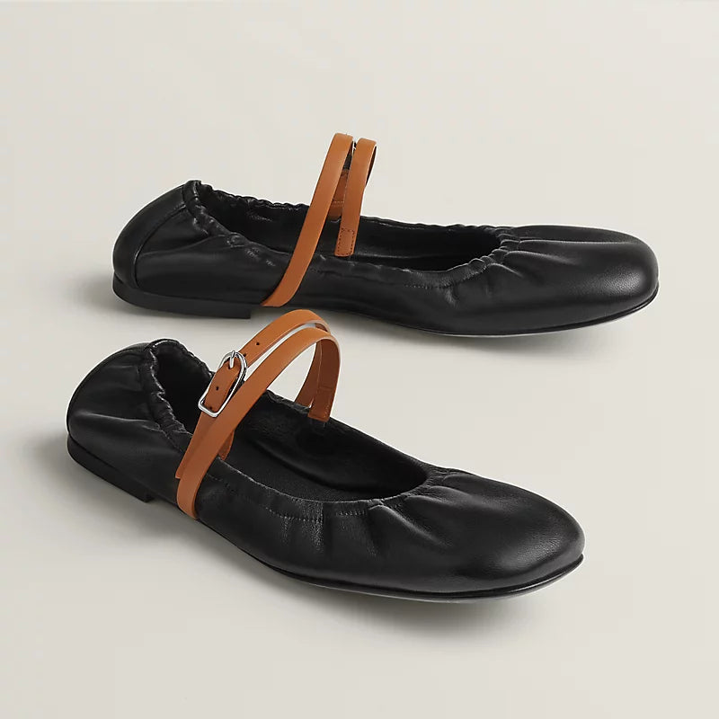 zHERME.S Jolly Ballet Flat In Black Lambskin 100081