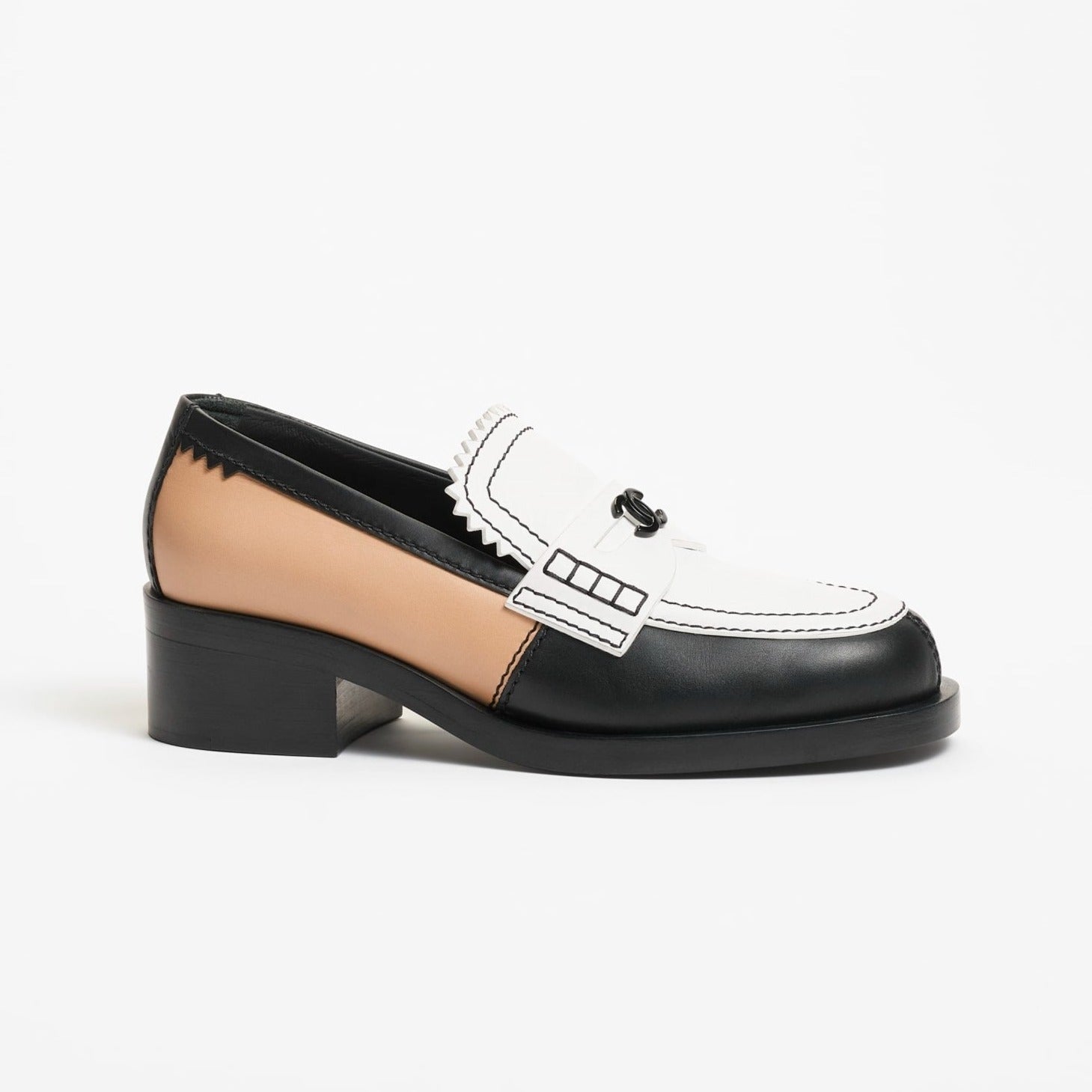 zCHANE.L Moccasins White Black Beige Calfskin