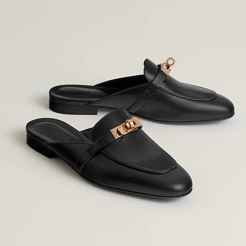 zHERME.S 0Z Mule Noir Rose Gold