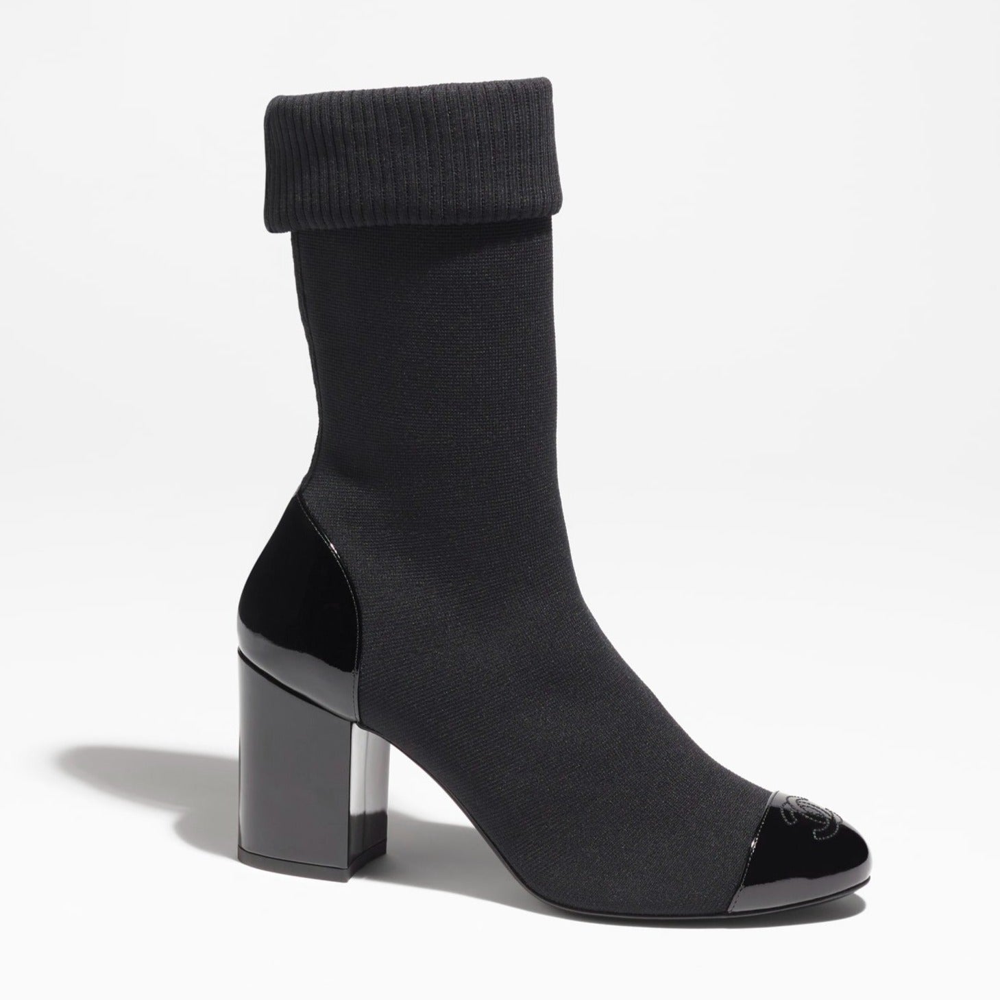 zCHANE.L Short Boots Black Knit Patent Calfskin