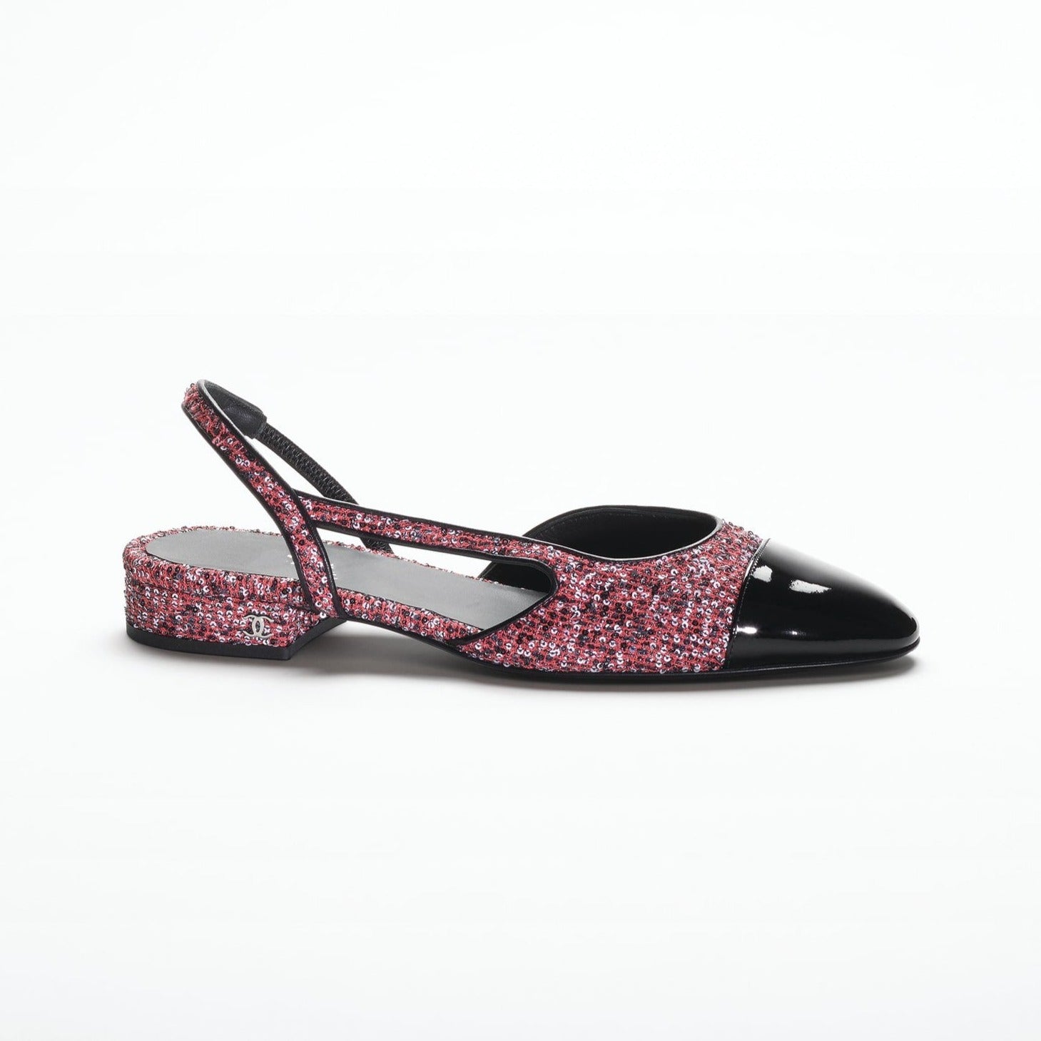 zCHANE.L Tweed Slingbacks Pink White Silver Black